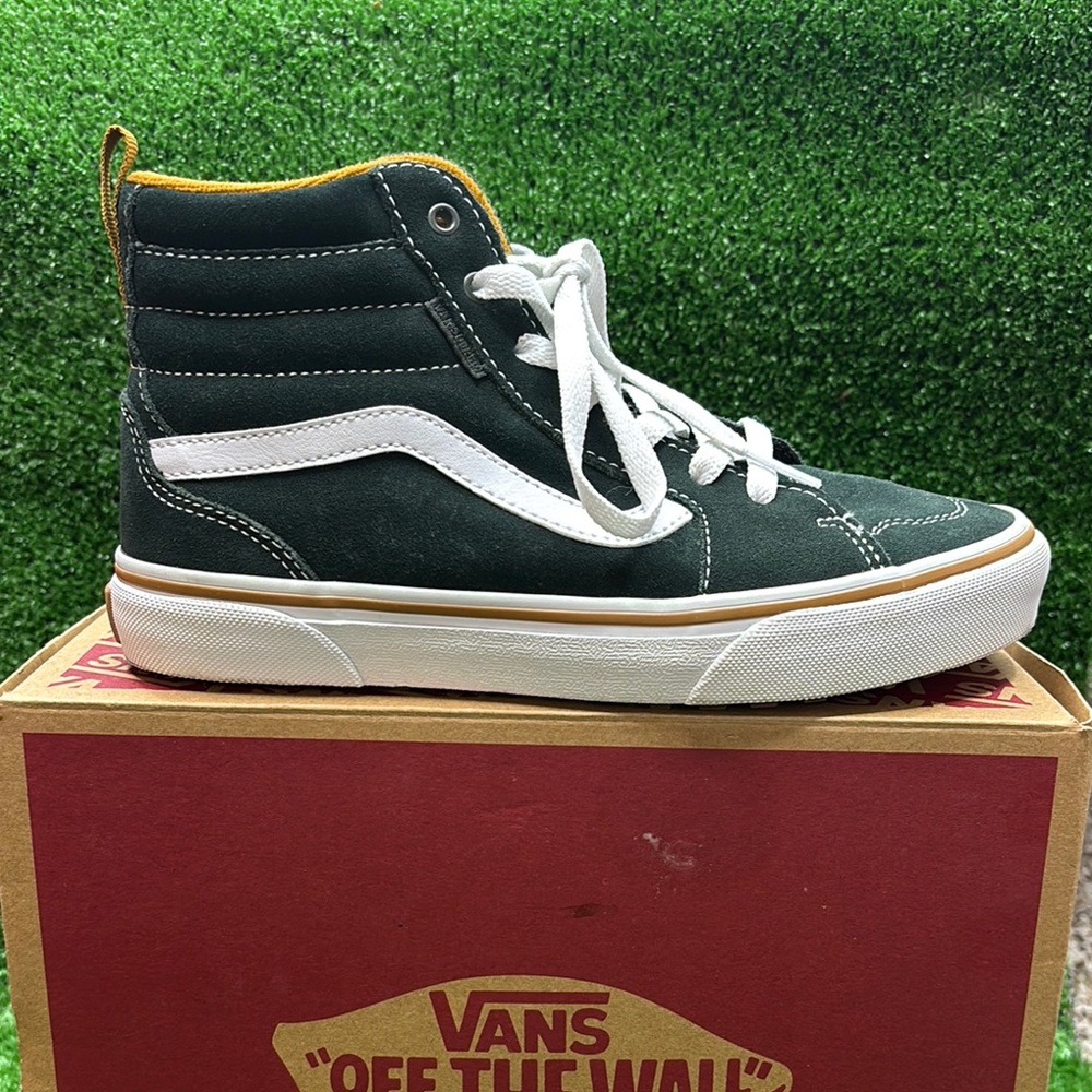 Vans Green and White High-Top Sneakers